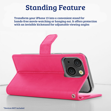 iPhone 15 Pro Max Flip Diary Case Cover with Card Holder - Convertible to Media Stand, Magnetic Clasp Closure, Drop Tested, Soft and Strong PU Leather with Front Screen Cover - Wine